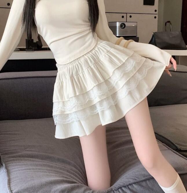 ハイウェスト段フリルミニスカート
