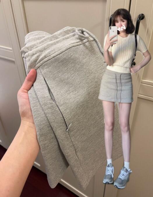 ミニスカートハイウエスト タイト  グレー