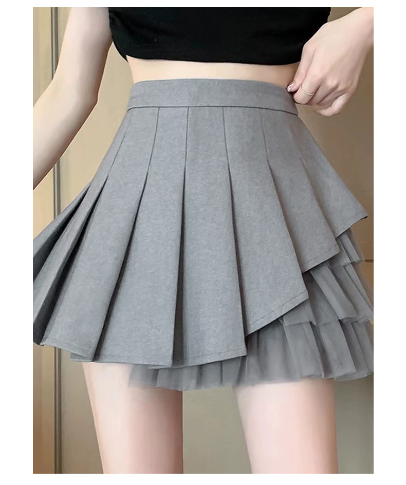 ミニスカート レイヤードチュールプリーツミニスカート