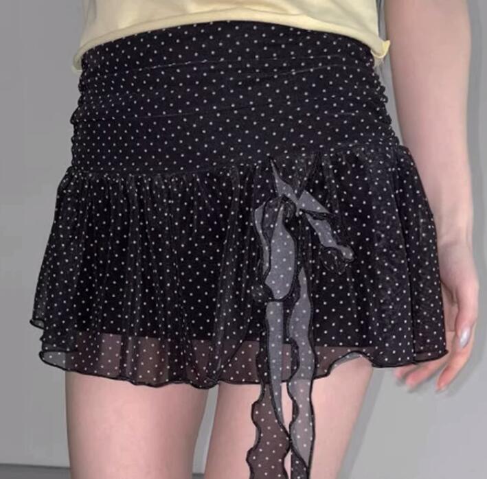 ミニスカート小花柄シフォンフリルミニ