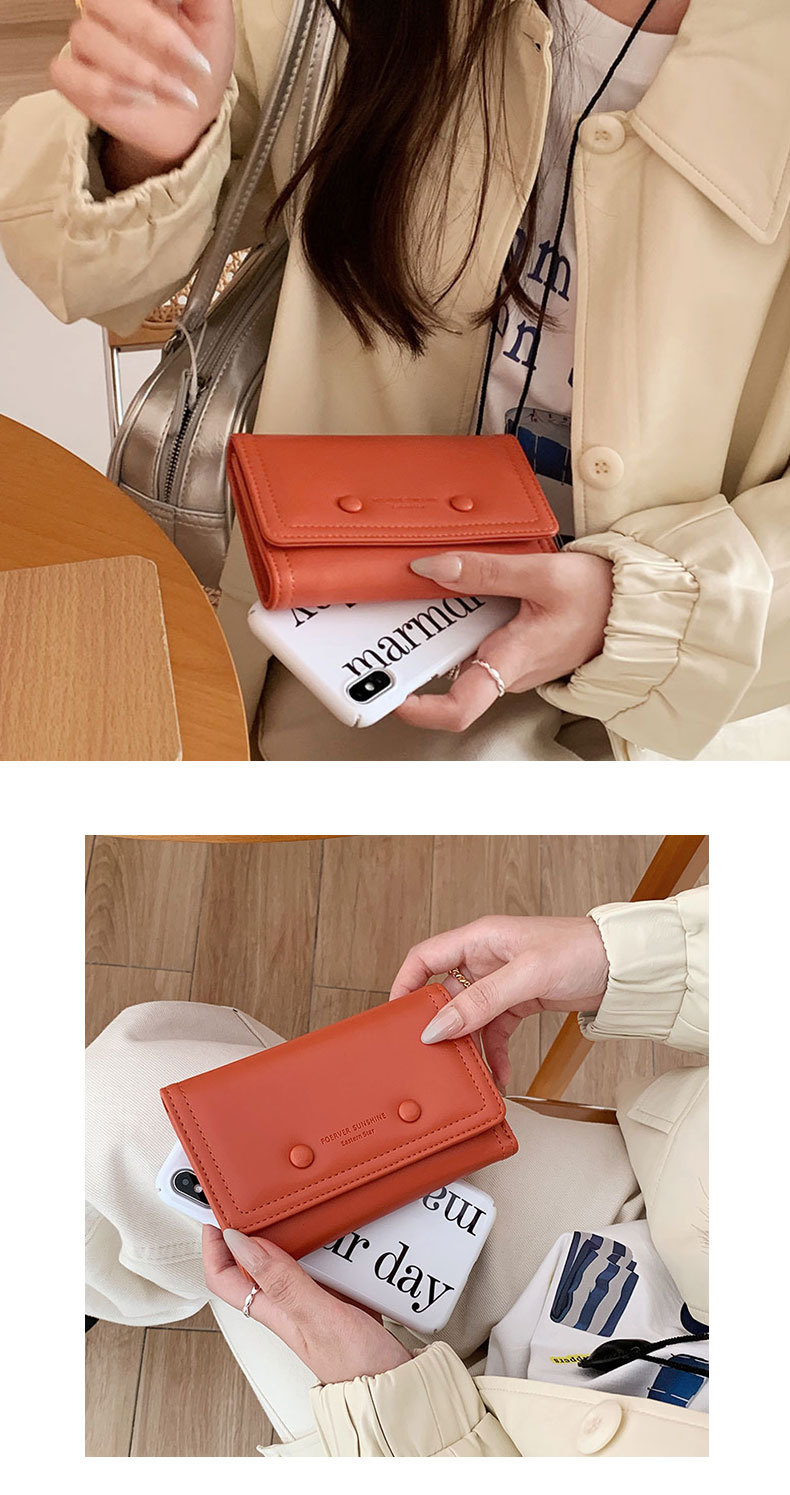 コンパクト 財布 丸ボタン付き三つ折りコンパクト財布
