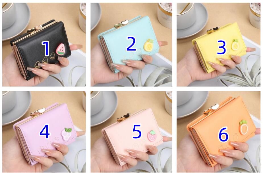 コンパクト 財布 三つ折り 可愛い果物柄 カード収納 全6色
