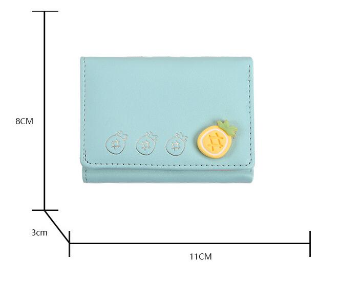 コンパクト 財布 三つ折り 可愛い果物柄 カード収納 全6色