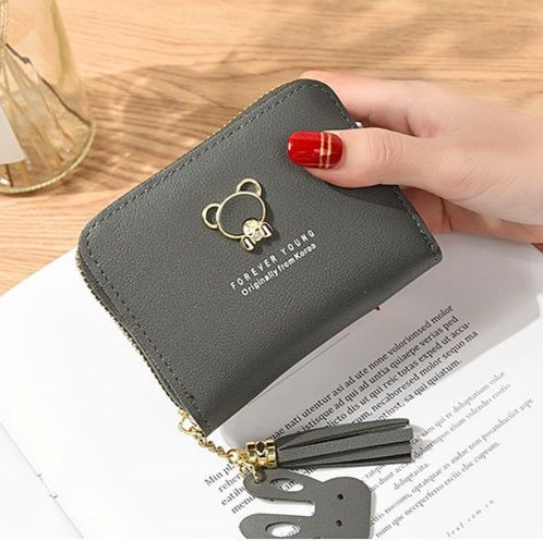 コンパクト 財布 くまモチーフ タッセル付きミニ財布