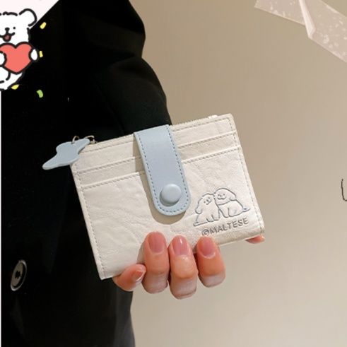 コンパクト 財布 子犬モチーフ多機能ミニ財布