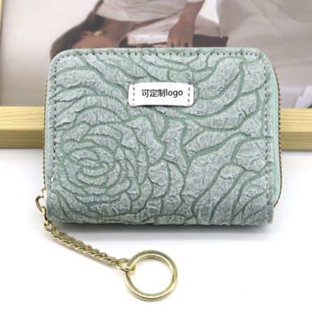 コンパクト 財布 花模様刺繍ミニ財布
