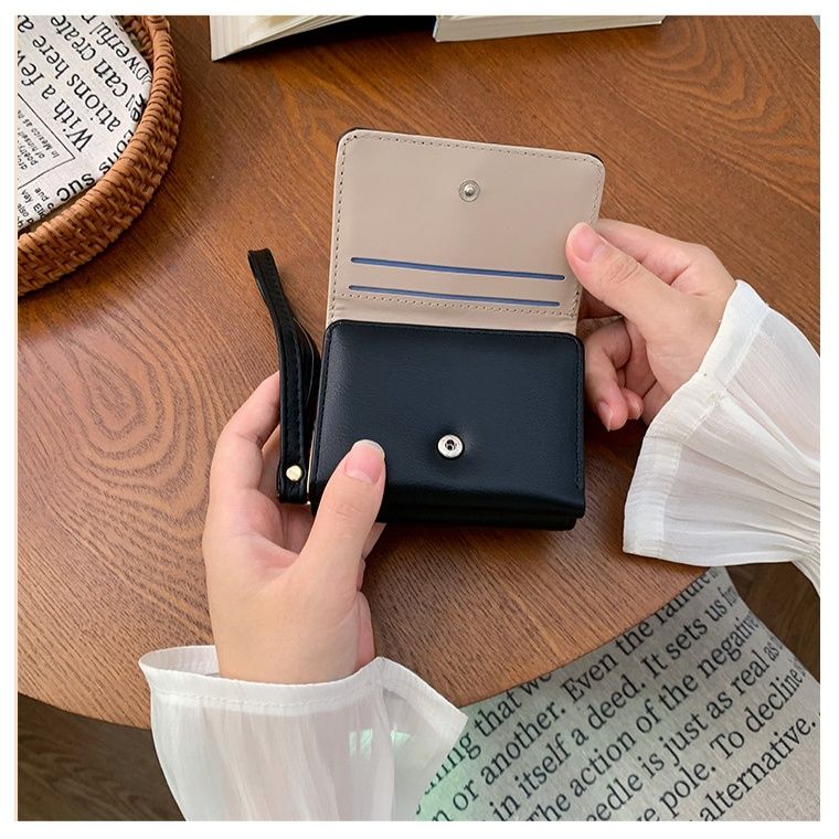 コンパクト 財布 レディース リボン付き二つ折り財布 小銭入れ付きミニ財布