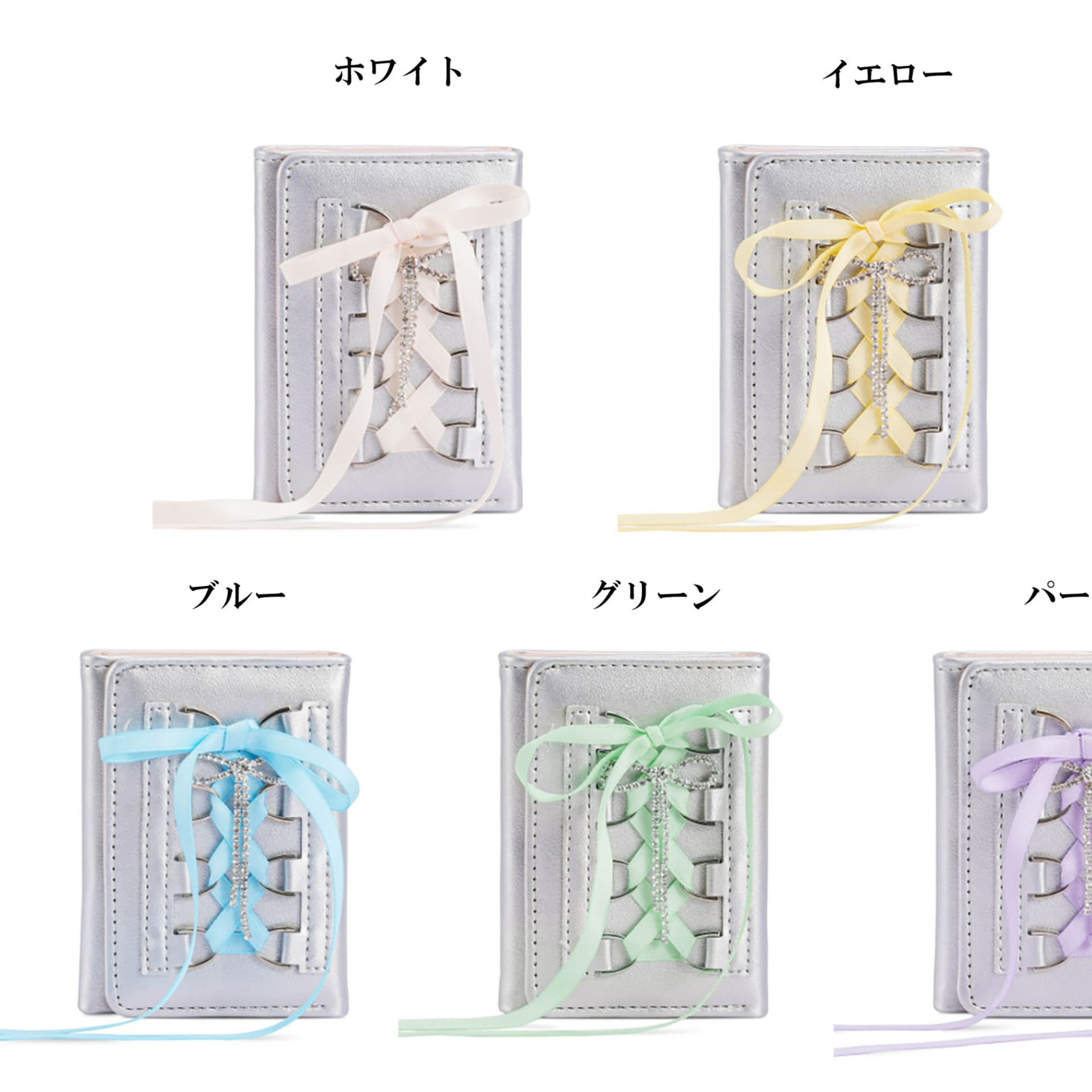 コンパクト 財布 レディース リボン結び 薄型軽量 三つ折り短財布