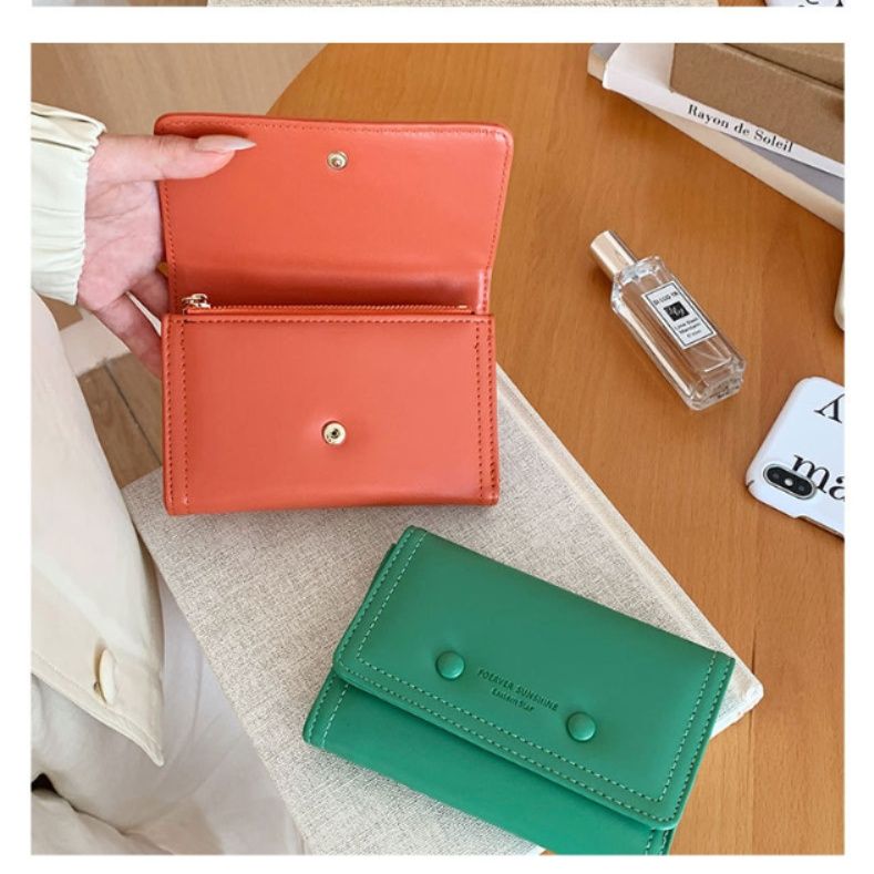 コンパクト 財布 丸ボタン付き三つ折りコンパクト財布