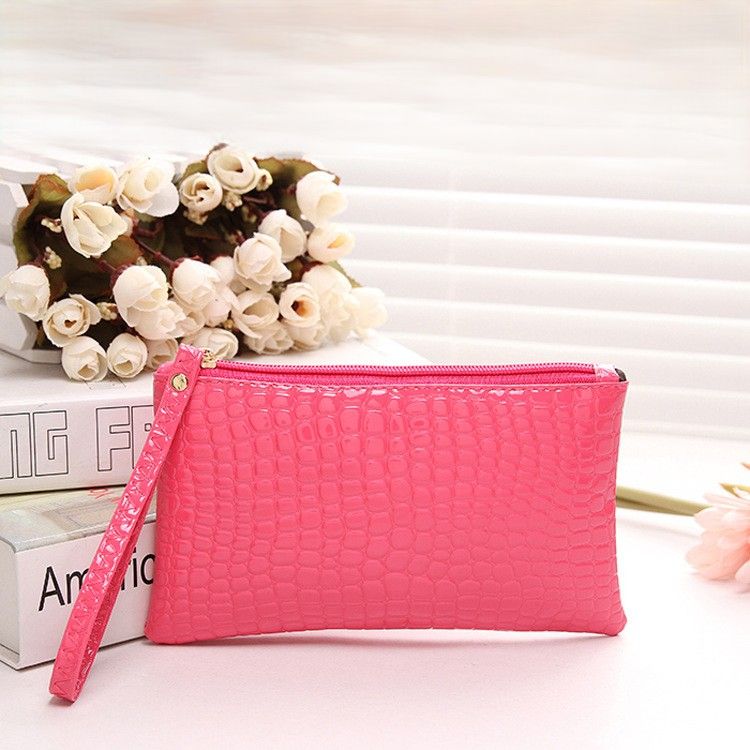 コンパクト 財布 クロコダイル模様 型押しレザー コンパクト長財布