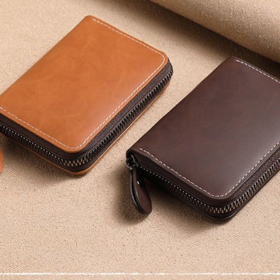 コンパクト 財布 本革ラウンドファスナー多機能カード収納財布