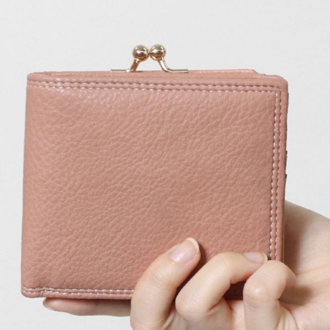 コンパクト 財布 本革がま口二つ折り