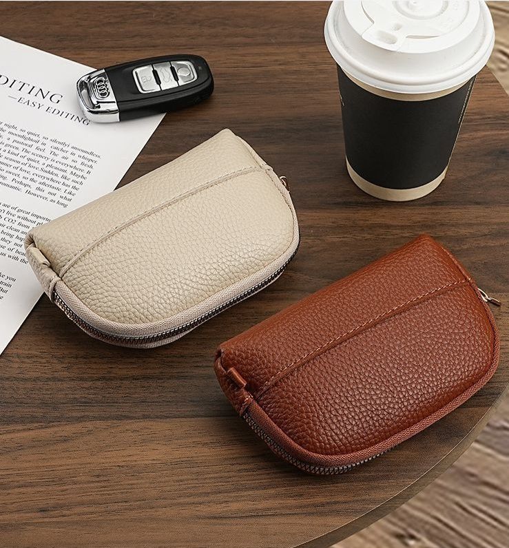 コンパクト 財布 本革型押しラウンドファスナー小銭入れ