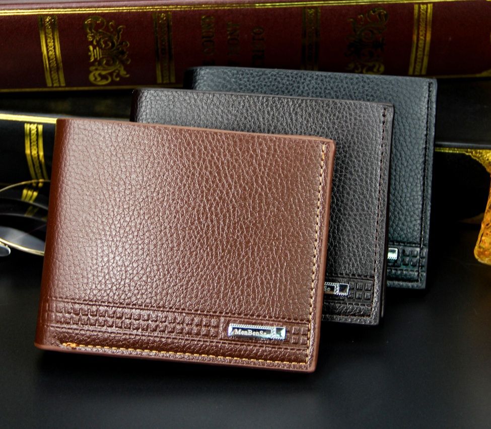 コンパクト 財布 上質レザー型押し二つ折り財布紳士用