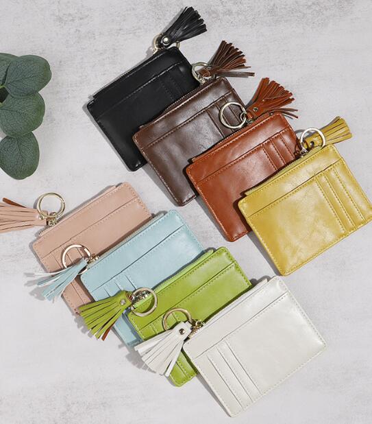 コンパクト 財布 レディース 小銭入れ カード収納 タッセル付き 全8色