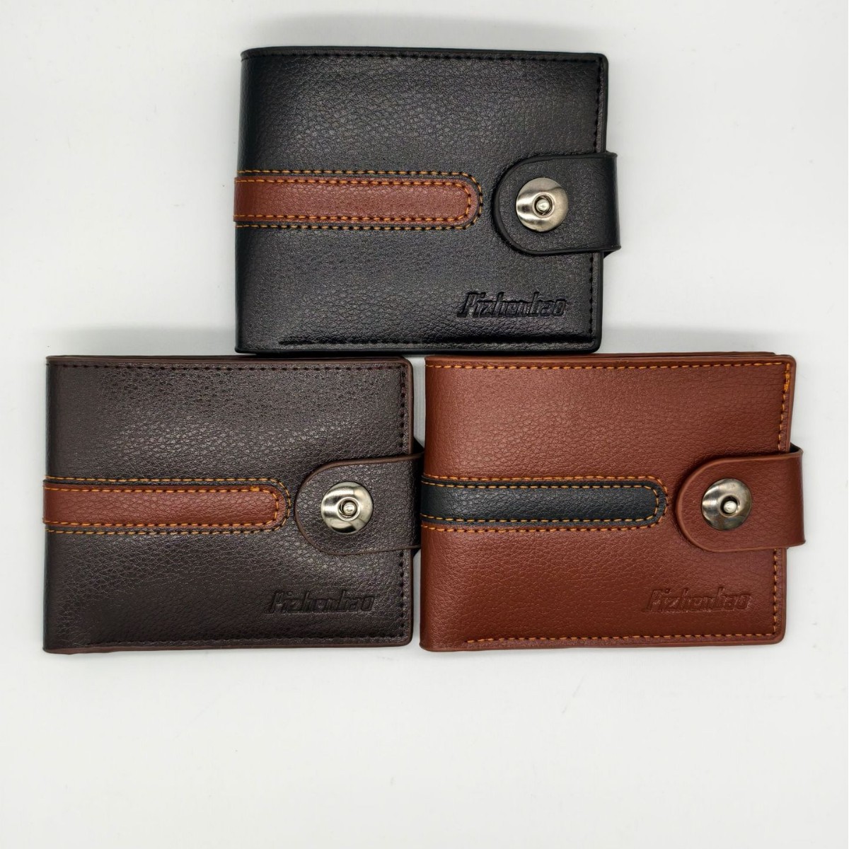 コンパクト 財布 本革二つ折り財布ボタン留め式カード収納充実タイプ