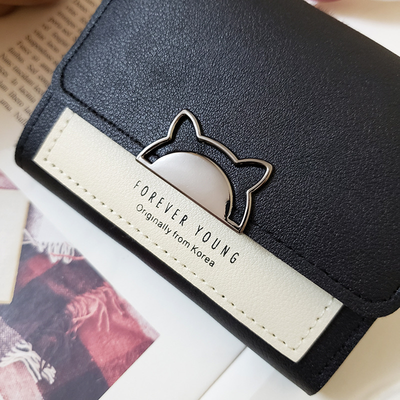 コンパクト 財布 猫モチーフ三つ折りコンパクト財布カードポケット付き