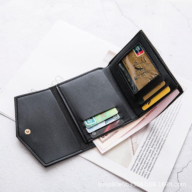 コンパクト 財布 ハート金具付き三つ折りミニ財布