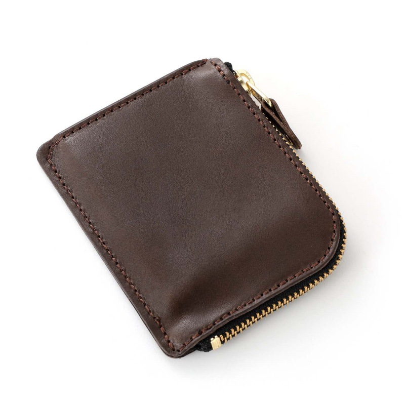 コンパクト 財布 本革ラウンドファスナー二つ折り財布