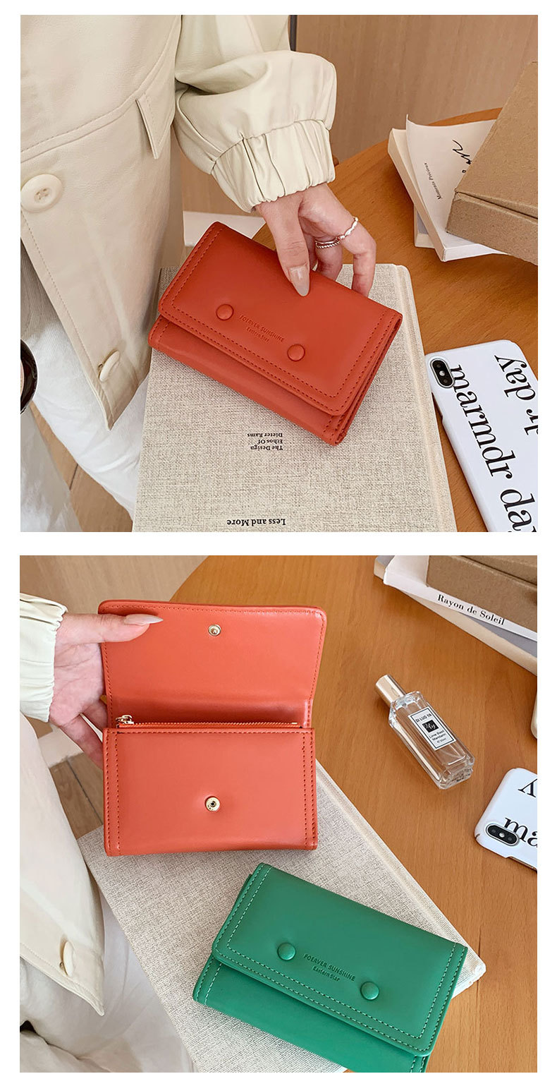 コンパクト 財布 丸ボタン付き三つ折りコンパクト財布