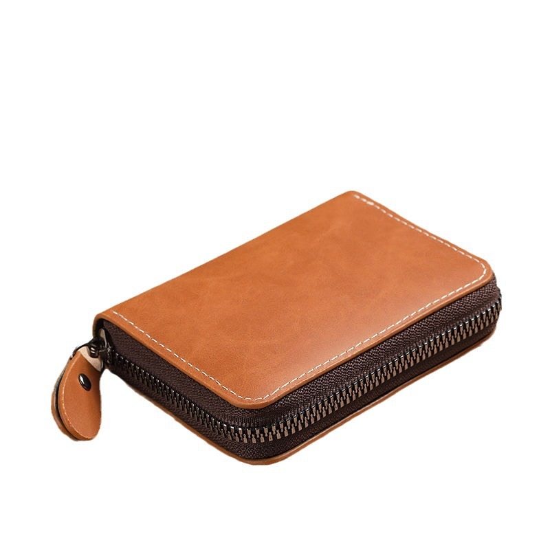 コンパクト 財布 本革ラウンドファスナー多機能カード収納財布