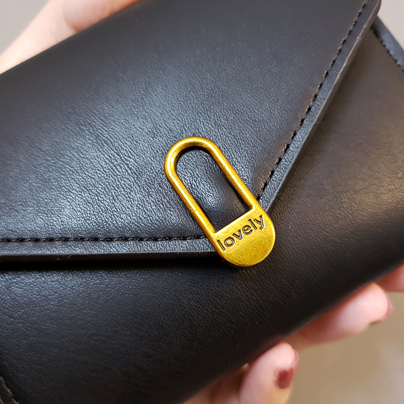 コンパクト 財布 金具アクセント三つ折りミニ財布