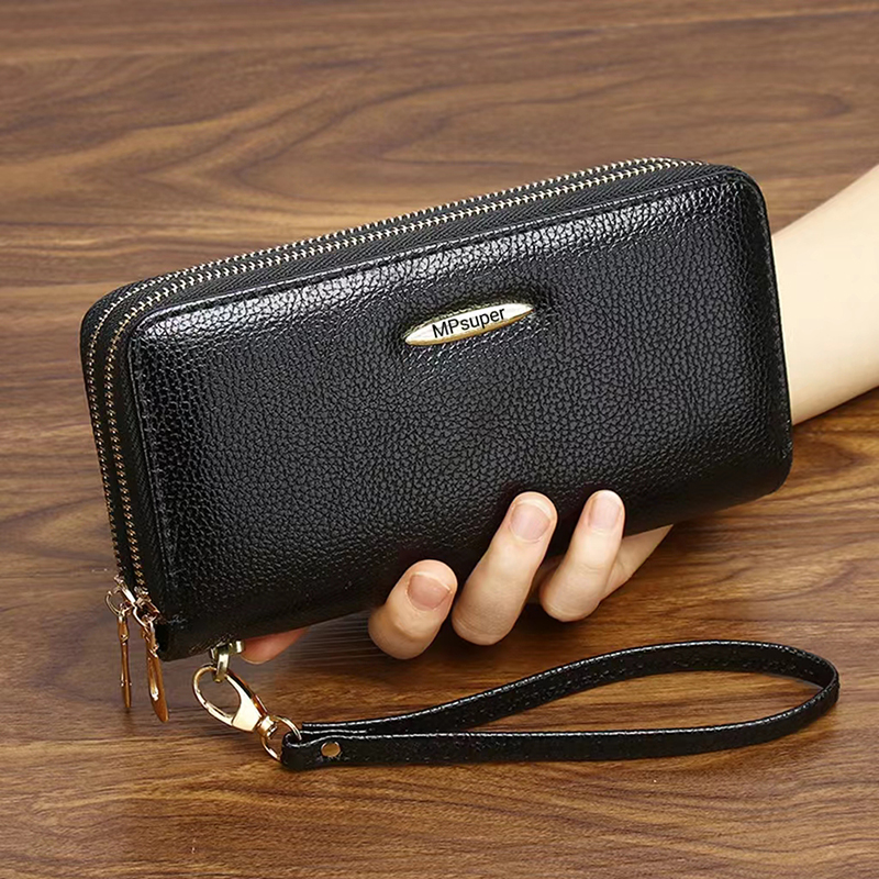 コンパクト 財布 上質レザー ダブルファスナー 長財布