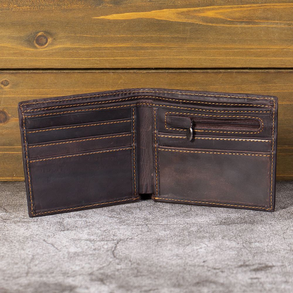 コンパクト 財布 本革仕様小銭入れ付き二つ折り財布