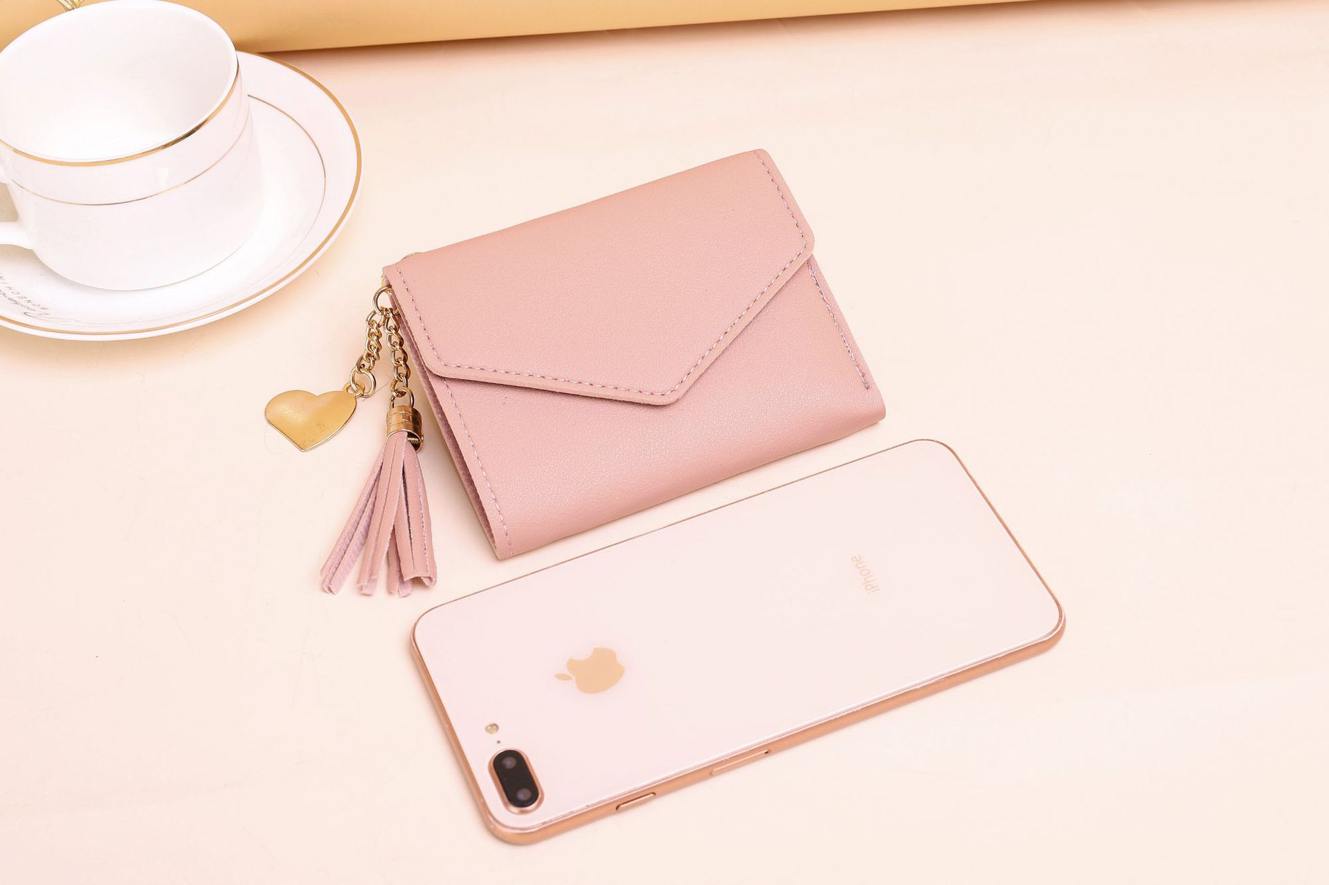 コンパクト 財布 封筒型フラップ式三つ折り小銭入れ付き財布