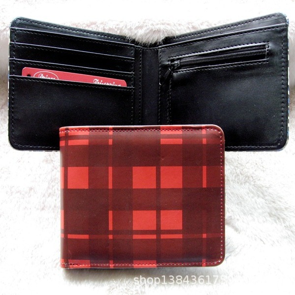 コンパクト 財布 チェック柄デザイン二つ折り財布小銭入れ付き