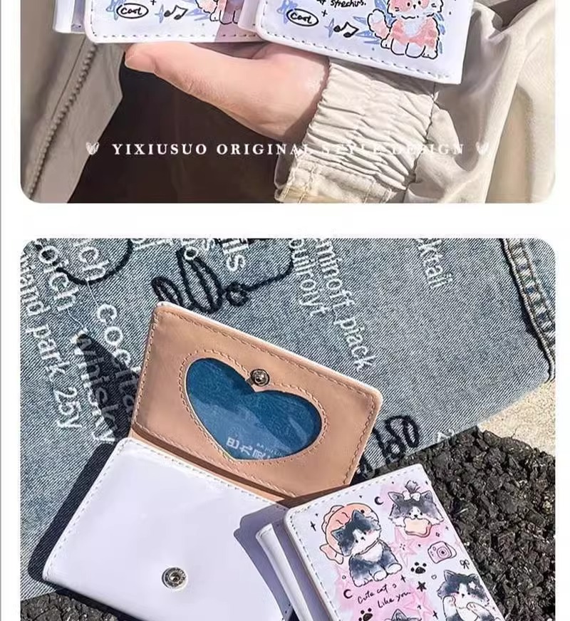 コンパクト 財布 ねこ星空イラスト 三つ折りミニ財布