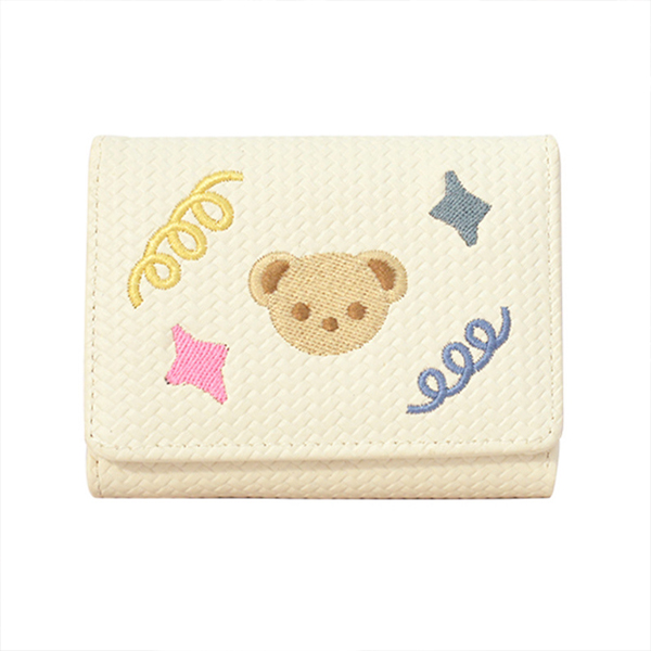 コンパクト 財布 レディース 可愛い くま刺繍 コンパクト 二つ折り 短財布