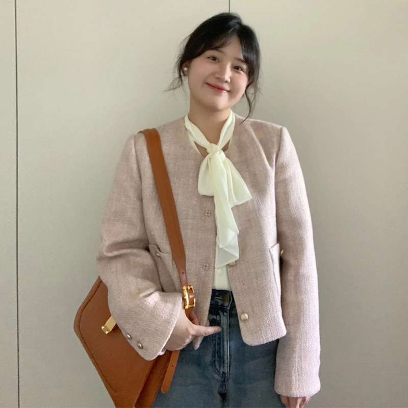 フレンチガーリー 軽やかなシフォンリボン付きジャケット