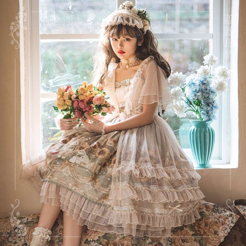 【甘ロリータ】 ロココ調レースたっぷりドレス