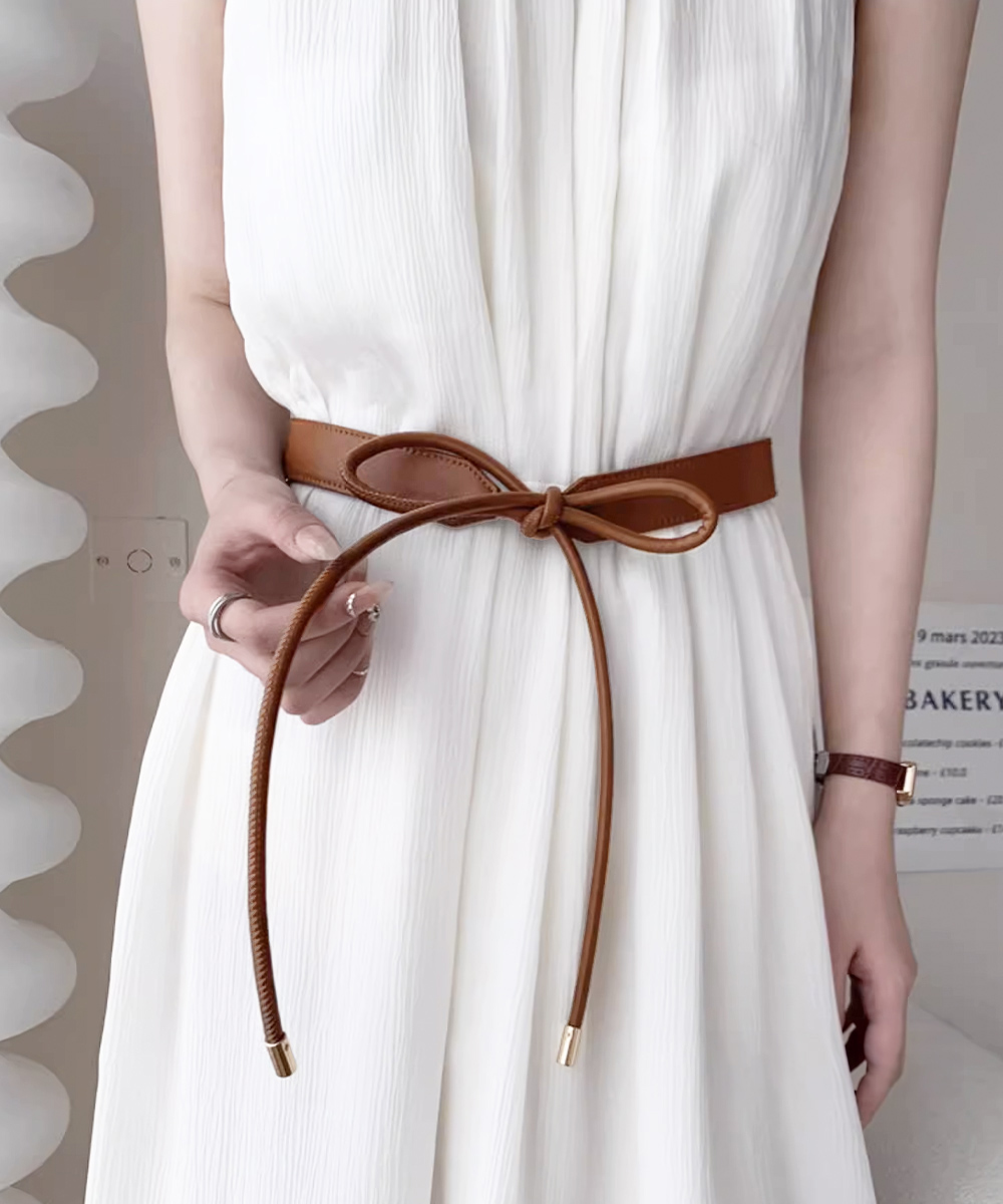 フレンチガーリー 細ベルト リボン結び ウエストマーク