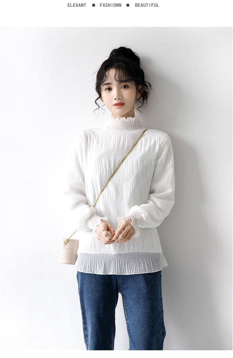 フレンチガーリー フリルハイネック裏起毛セーター