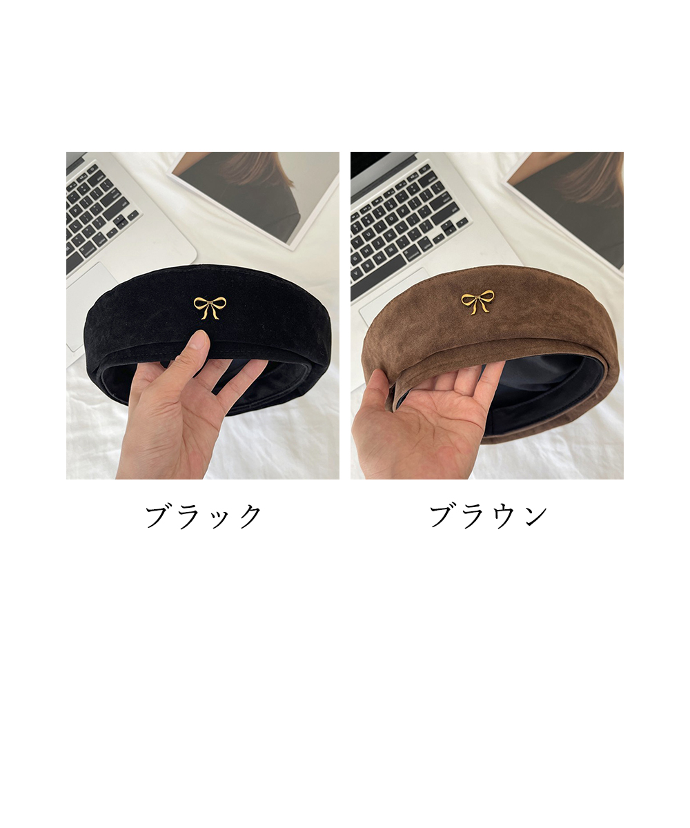 フレンチガーリー 合金リボン飾り付きベレー帽レディース