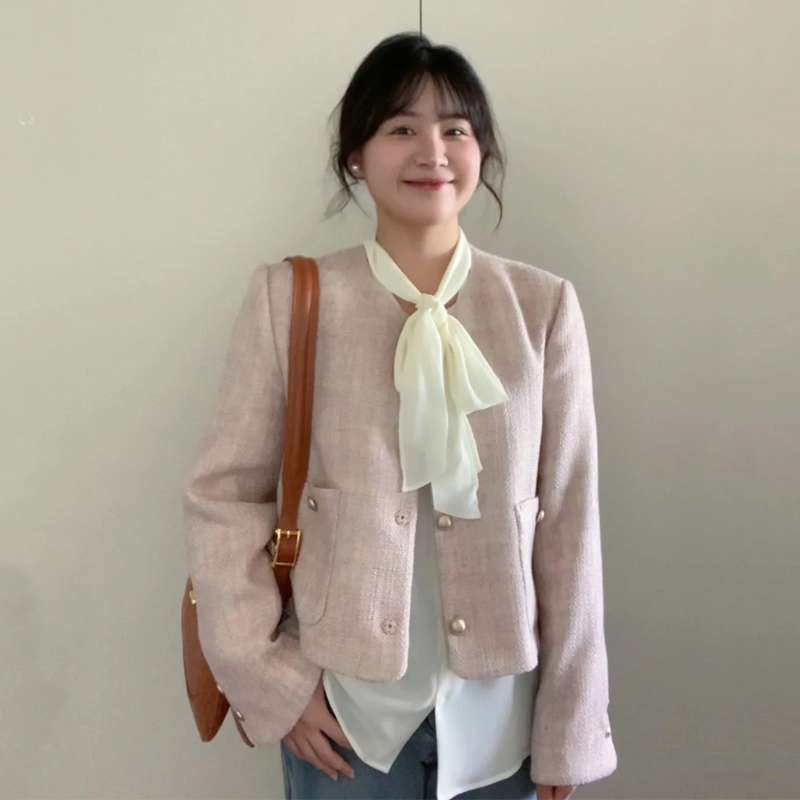 フレンチガーリー 軽やかなシフォンリボン付きジャケット