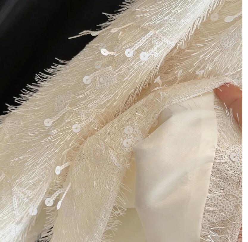 フレンチガーリー レース蝶結びブラウス・フリンジ素材・２色展開