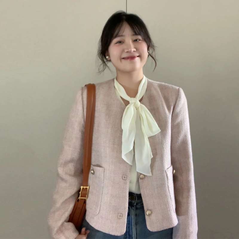 フレンチガーリー 軽やかなシフォンリボン付きジャケット