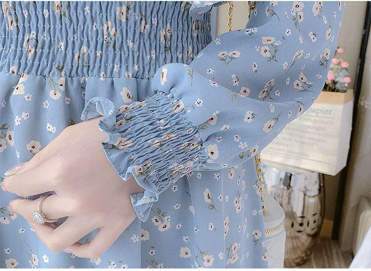 フレンチガーリー  花柄シフォンフレアワンピース