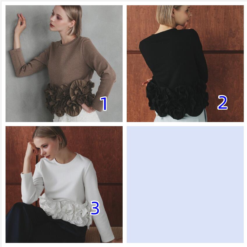 フレンチガーリー フリル装飾スウェットトップス３色展開