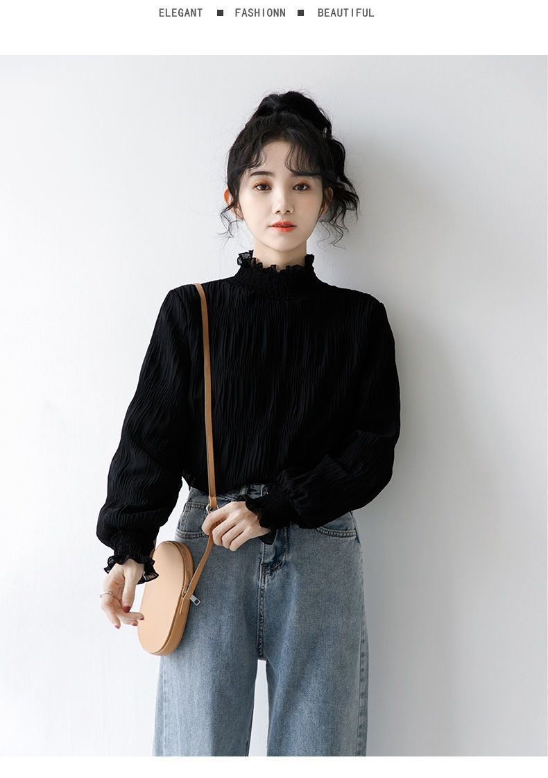 フレンチガーリー フリルハイネック裏起毛セーター