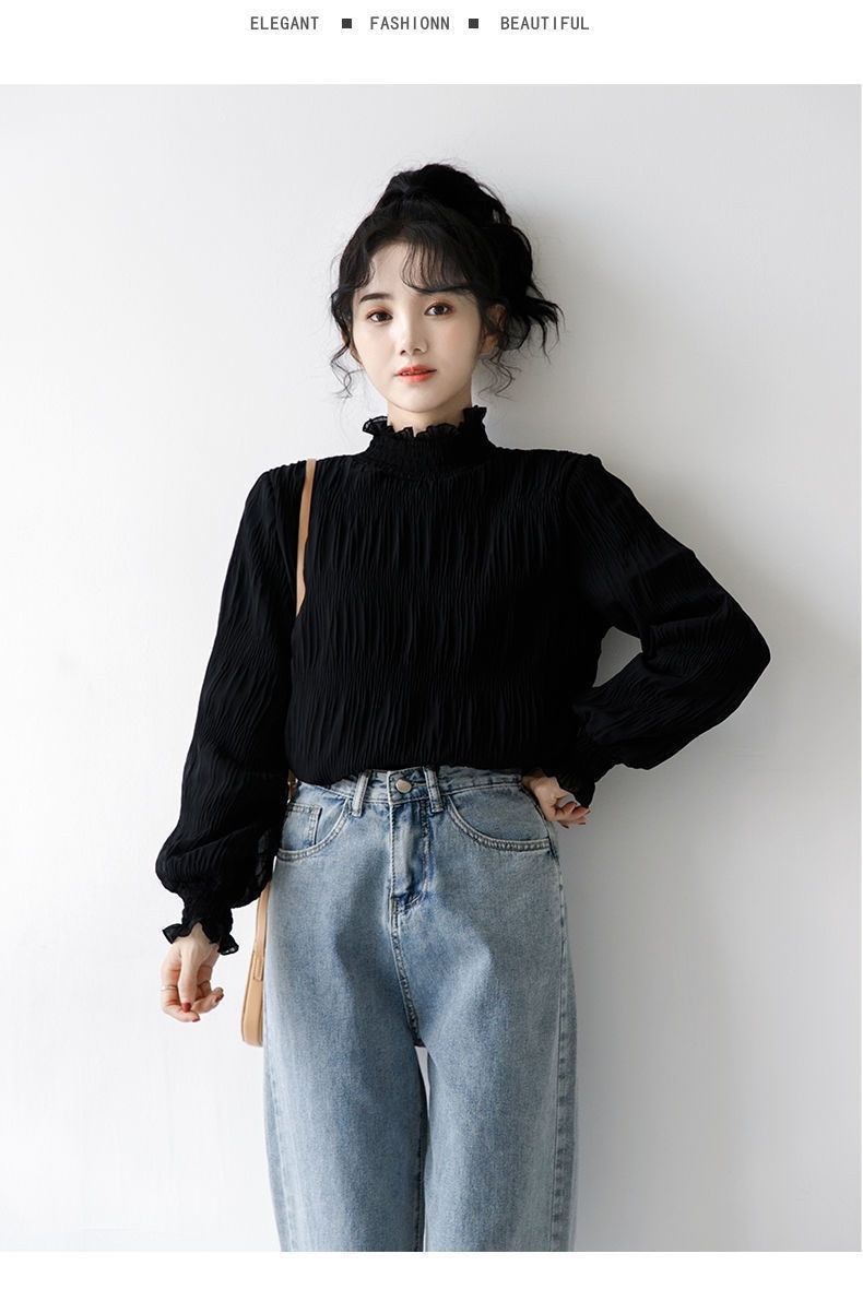 フレンチガーリー フリルハイネック裏起毛セーター