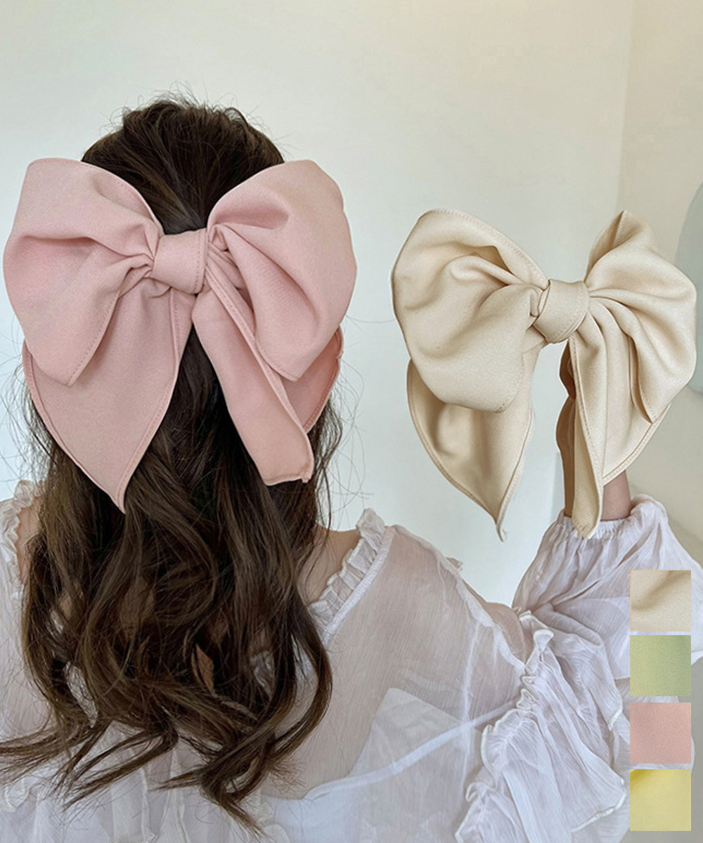 フレンチガーリー 大きめリボンバレッタ上品髪飾り
