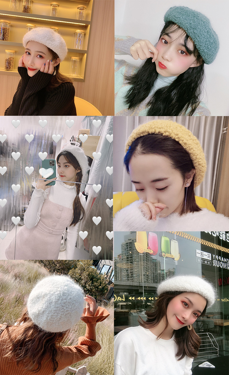 フレンチガーリー 秋冬新作ふわふわうさぎ毛ベレー帽小顔効果