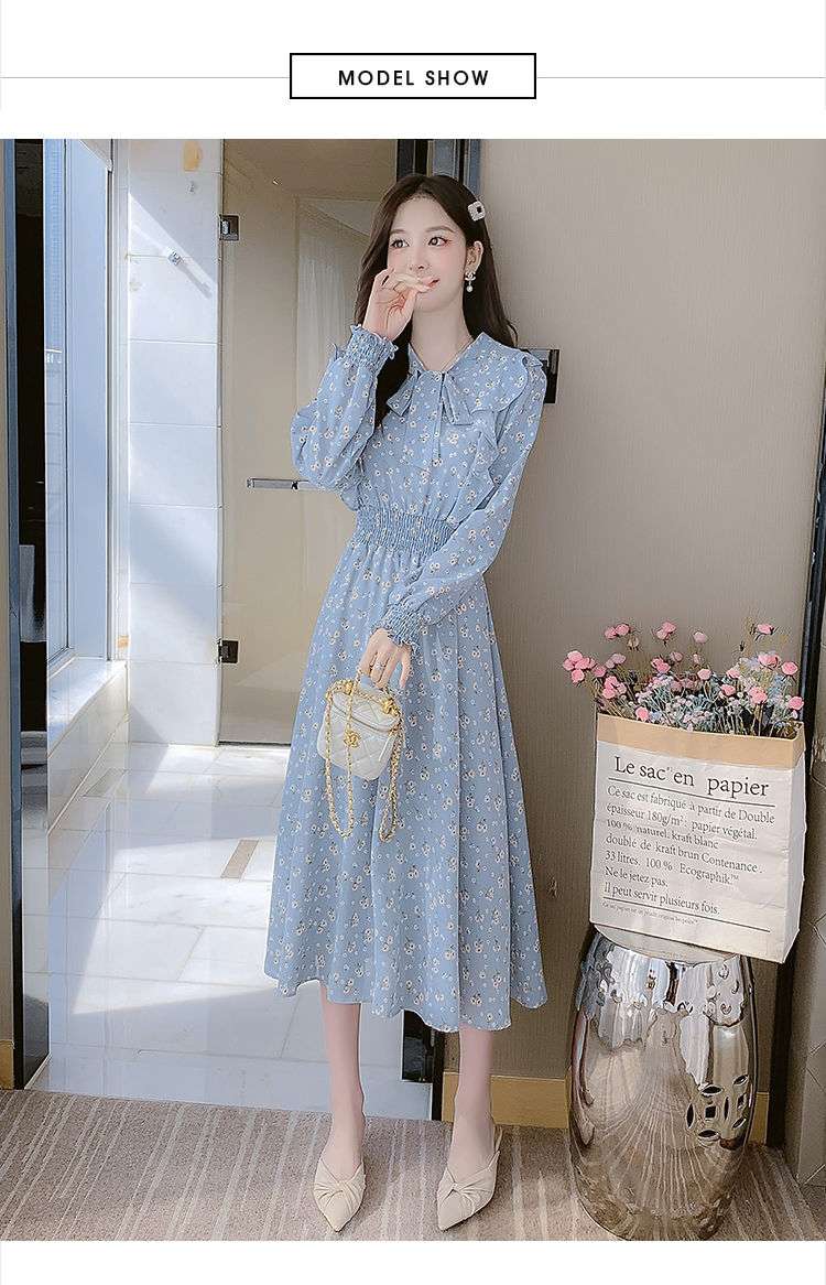 フレンチガーリー  花柄シフォンフレアワンピース