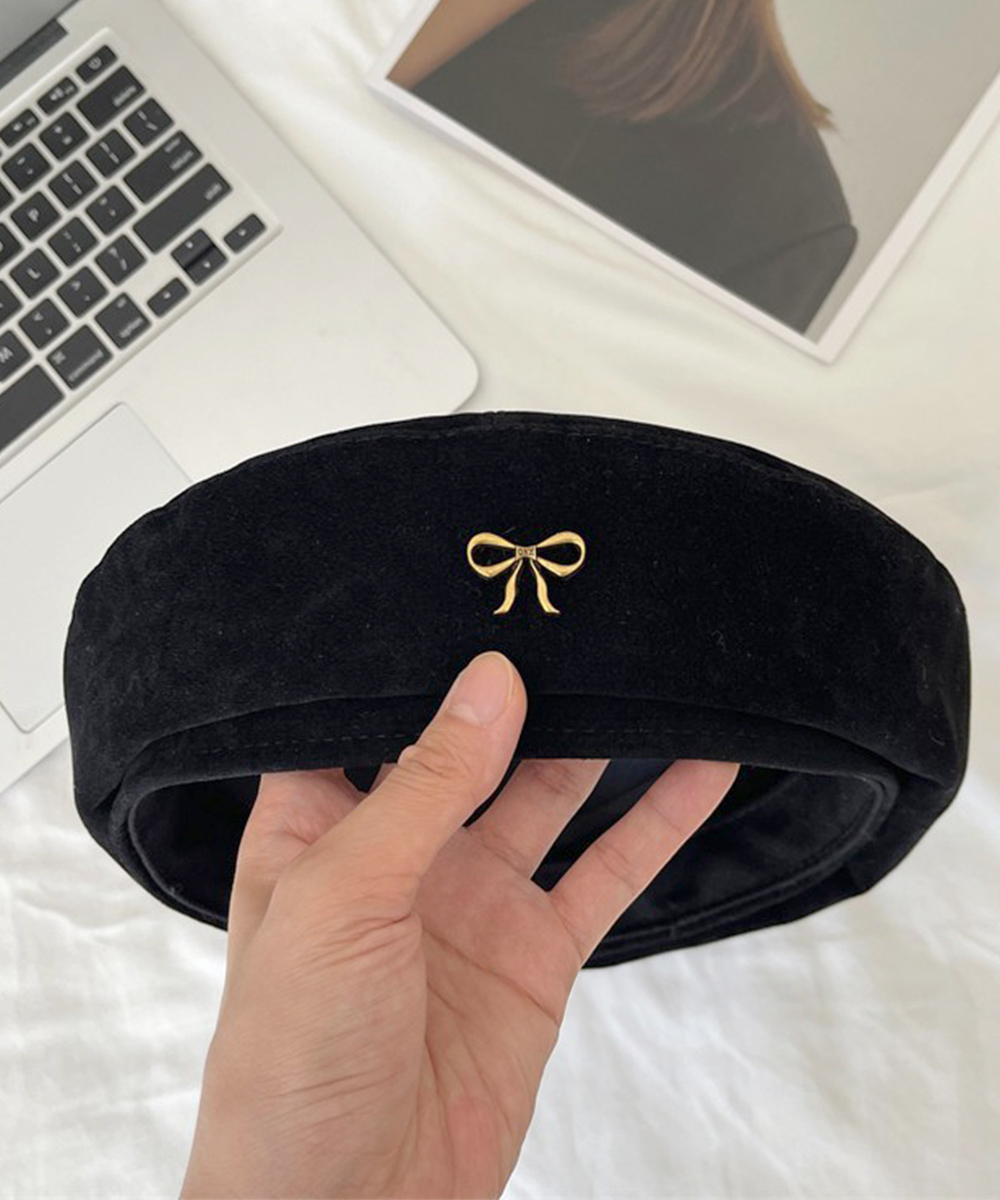 フレンチガーリー 合金リボン飾り付きベレー帽レディース