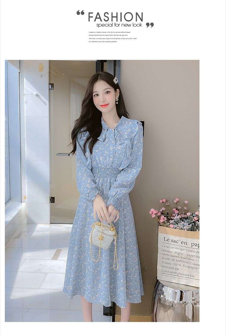 フレンチガーリー  花柄シフォンフレアワンピース