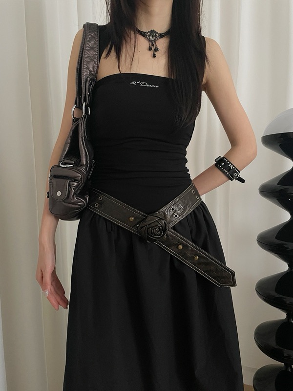 レディース ベルト 薔薇モチーフ レディース レザーベルト 合成皮革